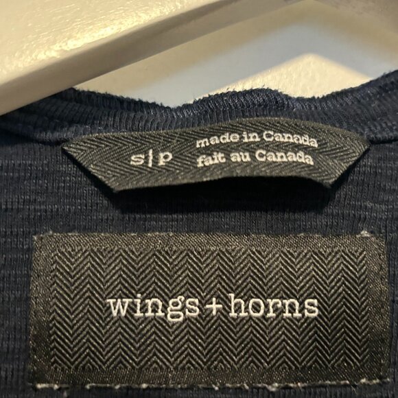 Wings + Horns Blue Short Sleeve Henley Tee - Small - Picture 4 of 7